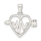 Sterling Silver Rhodium-plated & Rose Tone Heart and Arrow Pendant