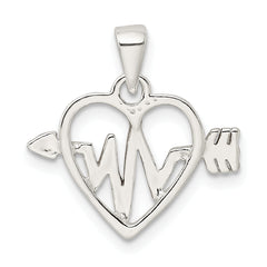Sterling Silver Rhodium-plated & Rose Tone Heart and Arrow Pendant