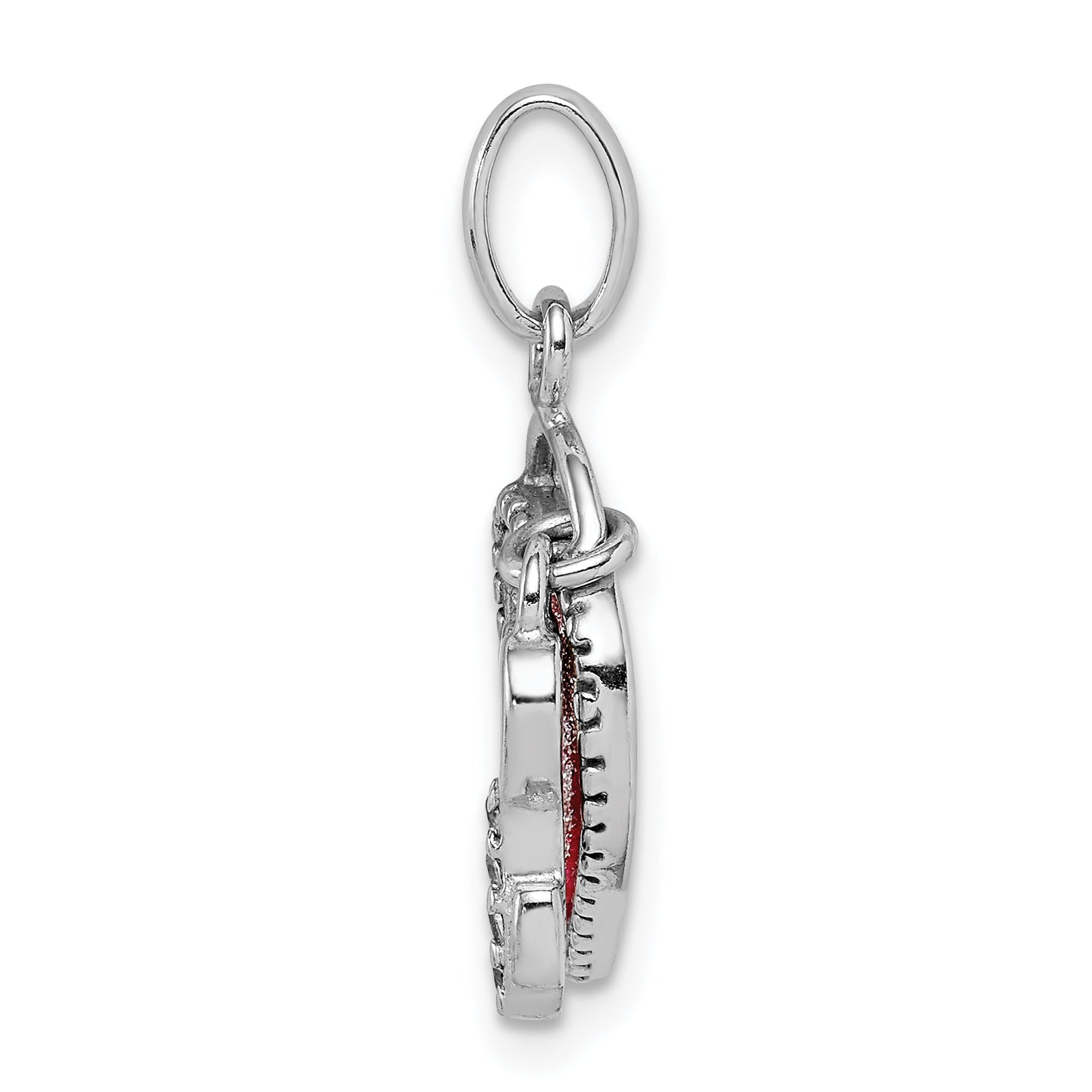 Sterling Silver Rhodium-plated Glitter Infused Heart and Key Pendant
