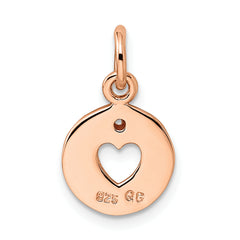 Sterling Silver Rhodium-plated Rose-tone & Diamond Open Heart Pendant