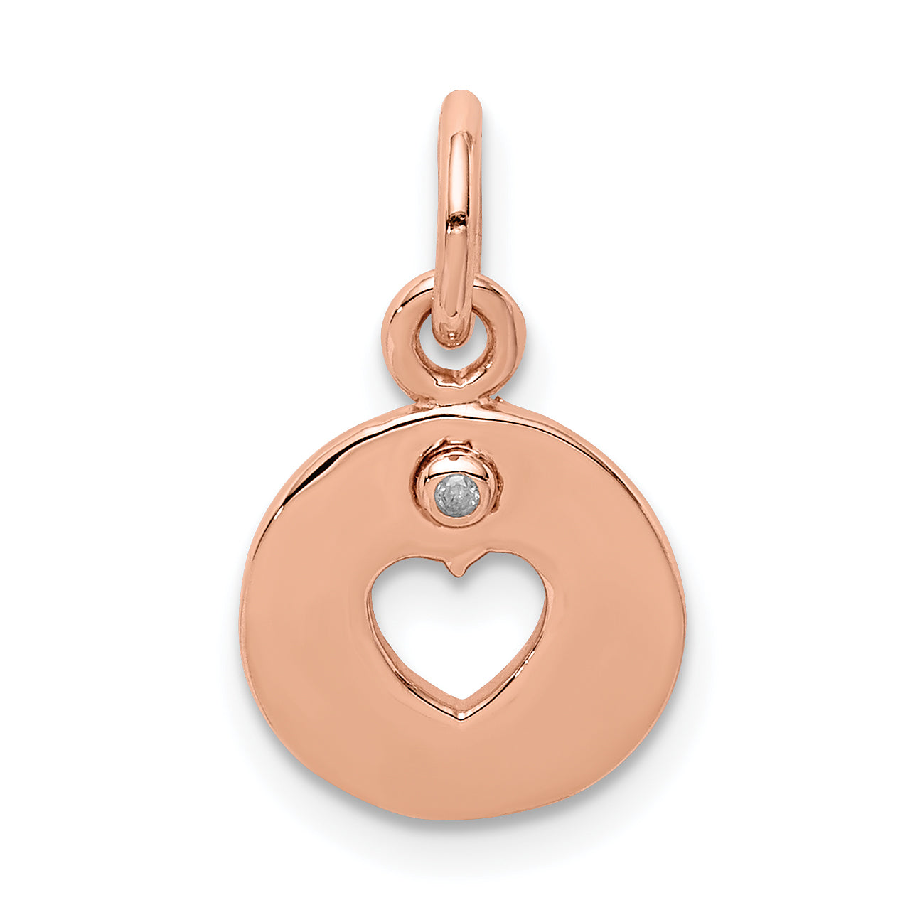 Sterling Silver Rhodium-plated Rose-tone & Diamond Open Heart Pendant Main image