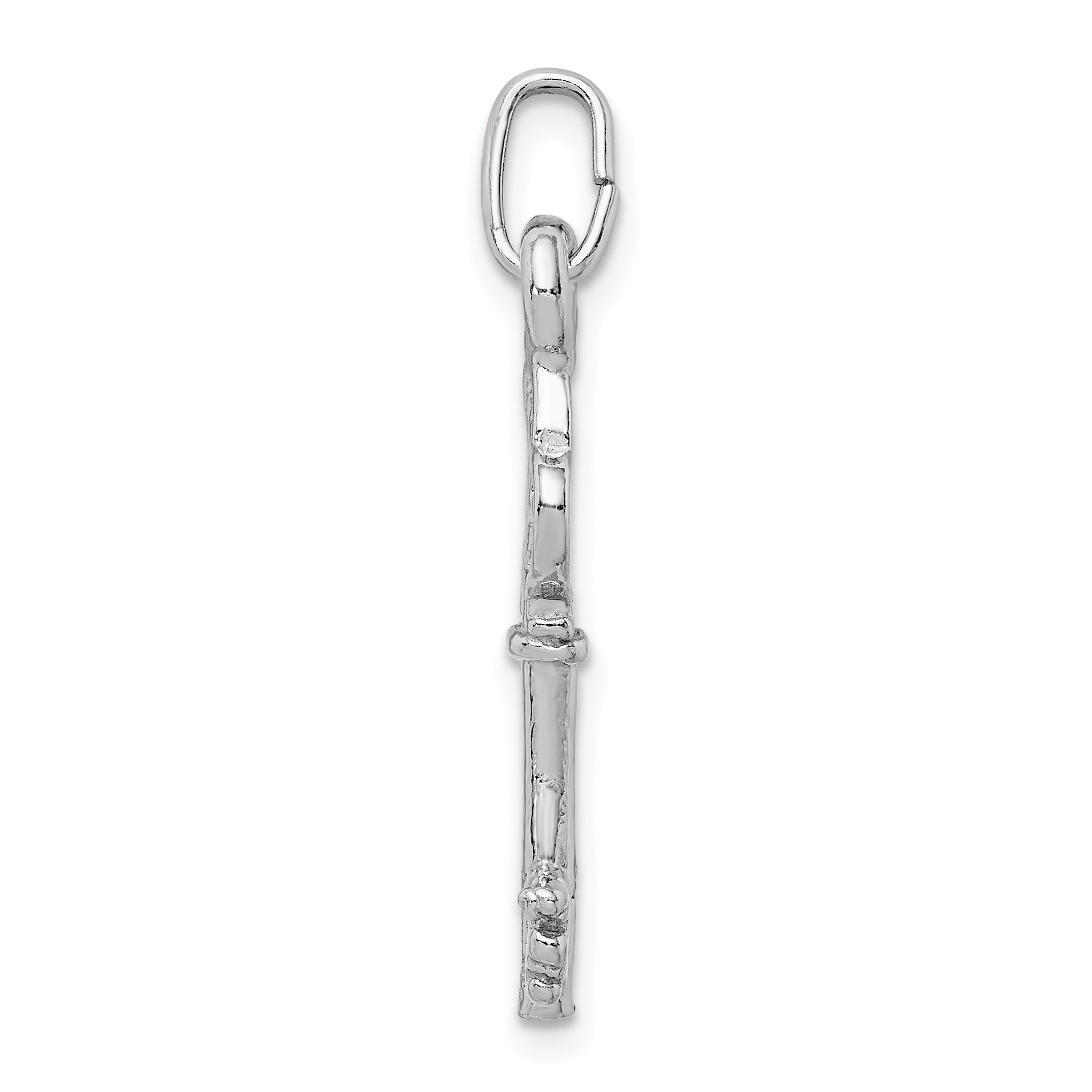 Sterling Silver Rhodium-plated Polished Key Pendant Secondary image