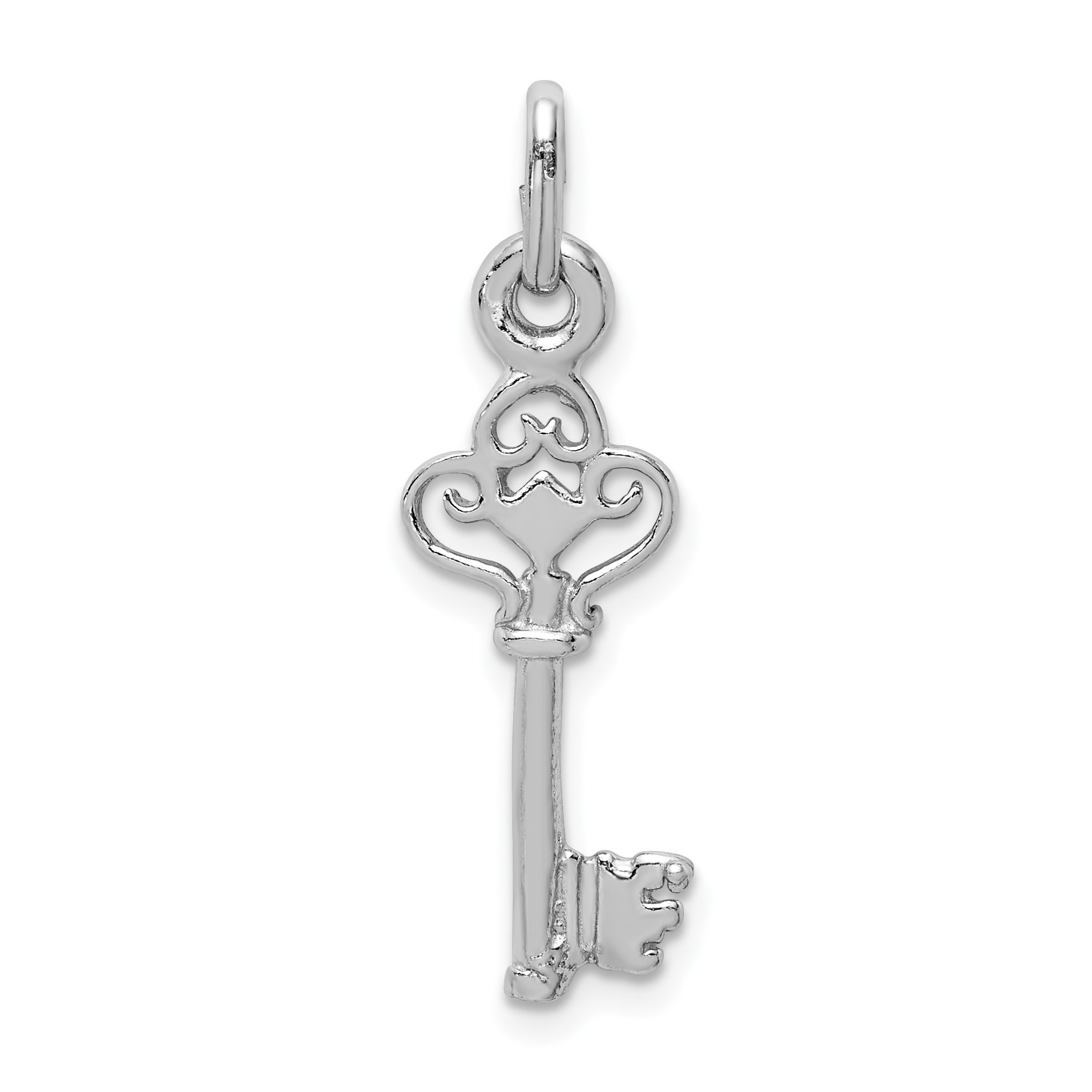 Sterling Silver Rhodium-plated Polished Key Pendant Main image
