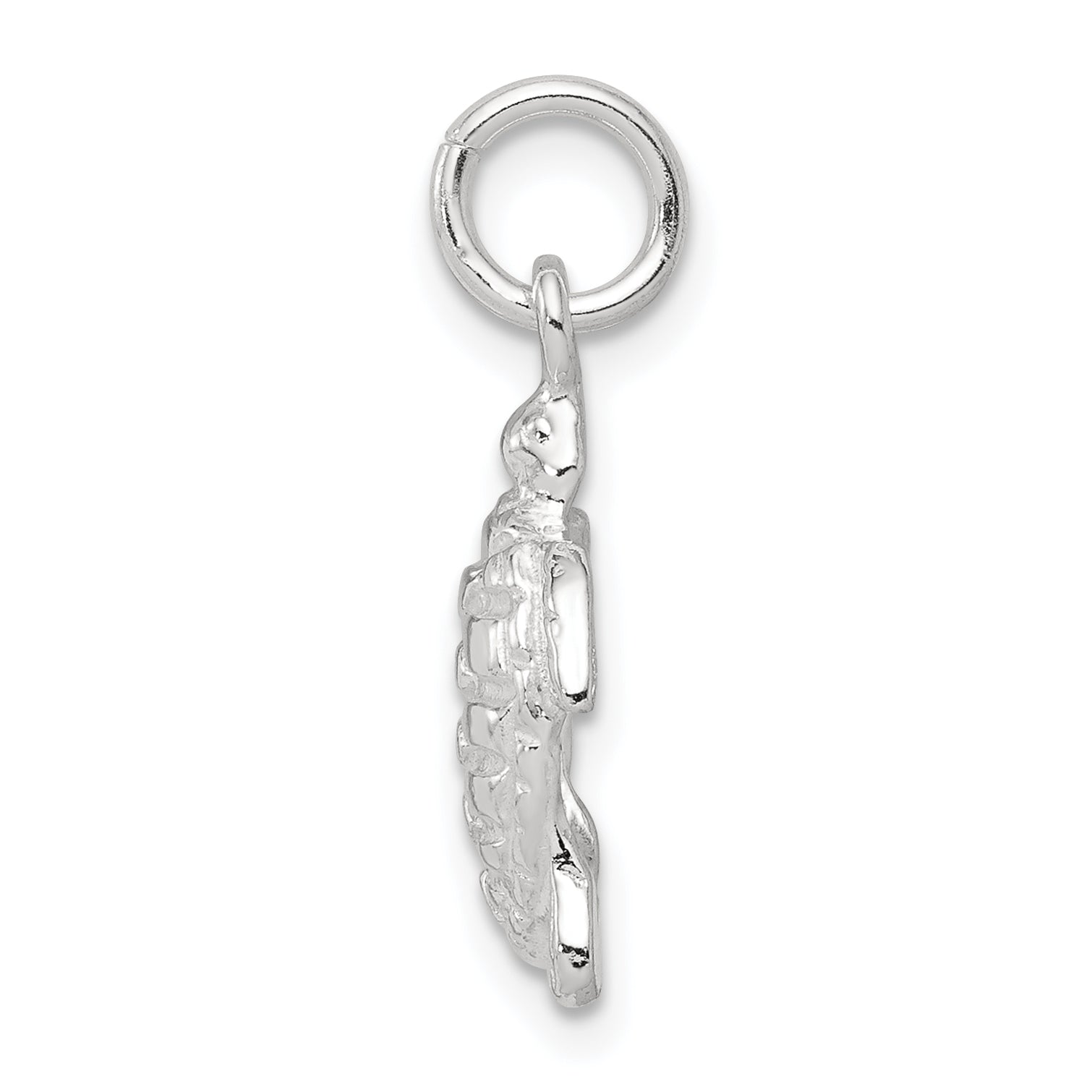 Sterling Silver 925 Polished Turtle Charm with Anti-Tarnish Finish