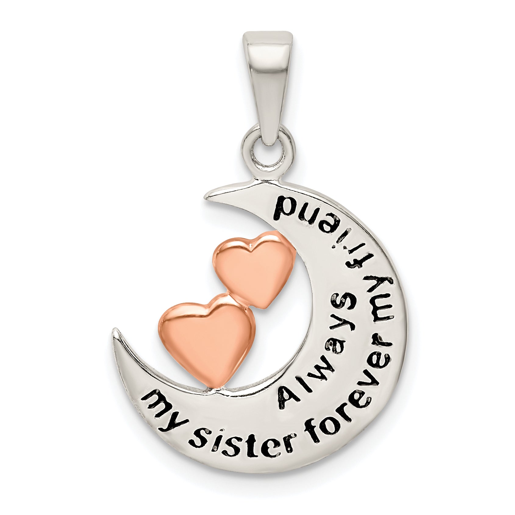 Sterling Silver & Rose Tone Enamel ALWAYS SISTER..FRIEND Pendant Main image