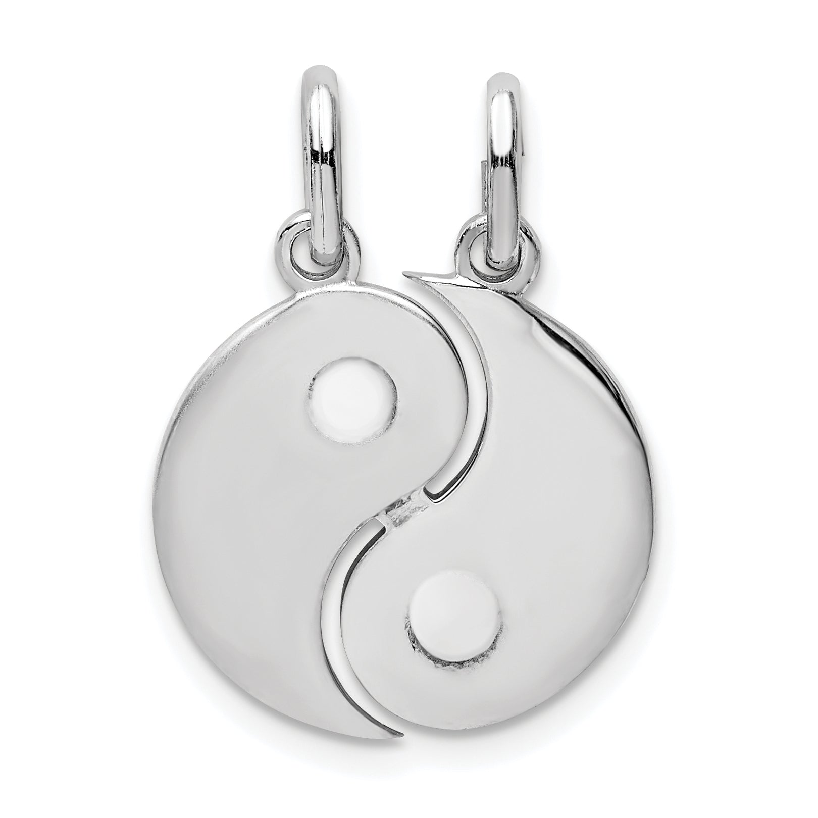Sterling Silver Rhodium-plate Brush & Polished Yin Yang Break Apart Pendant Main image