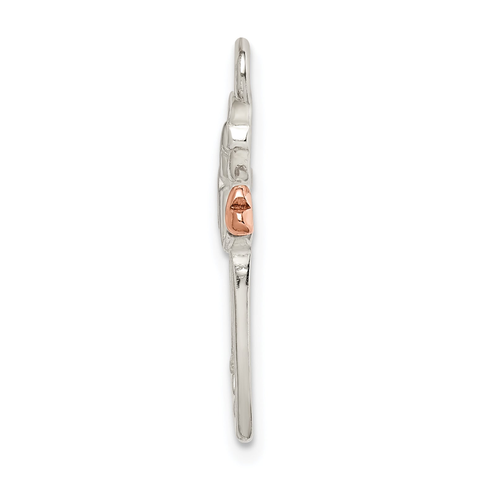 Sterling Silver & Rose Tone Polished Angel Pendant Secondary image