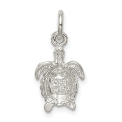 Sterling Silver 925 Polished Turtle Charm with Anti-Tarnish Finish