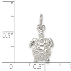 Sterling Silver 925 Polished Turtle Charm with Anti-Tarnish Finish