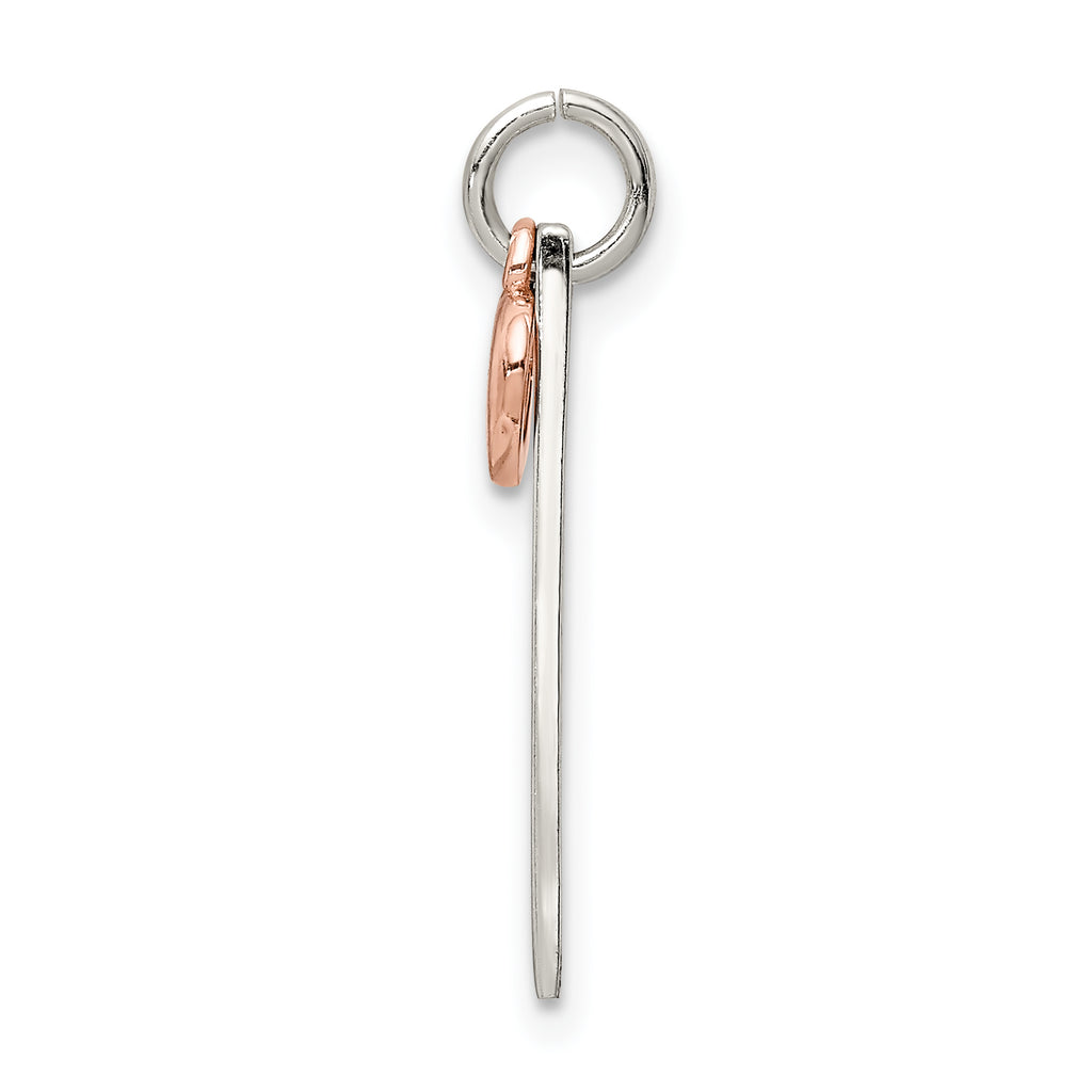 Sterling Silver & Rose-tone Bar & Heart Charm