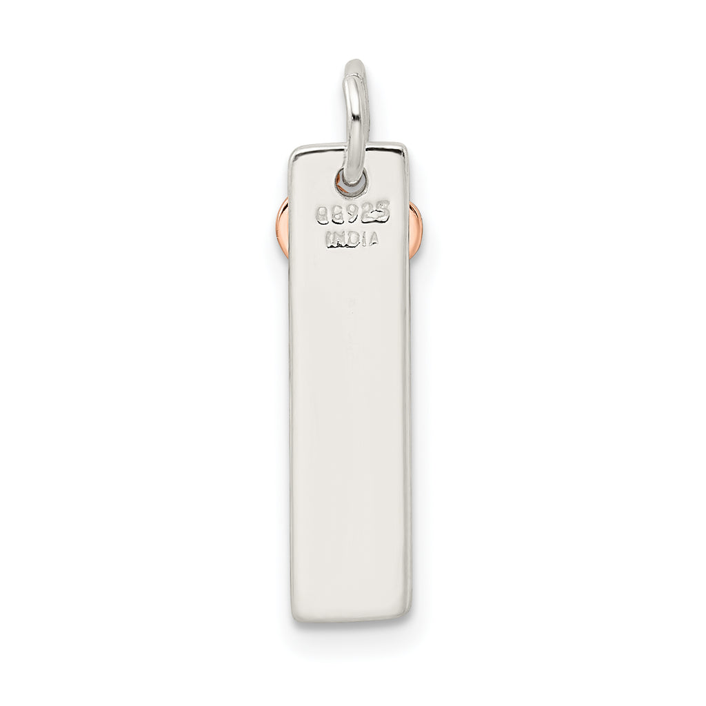 Sterling Silver & Rose-tone Bar & Heart Charm