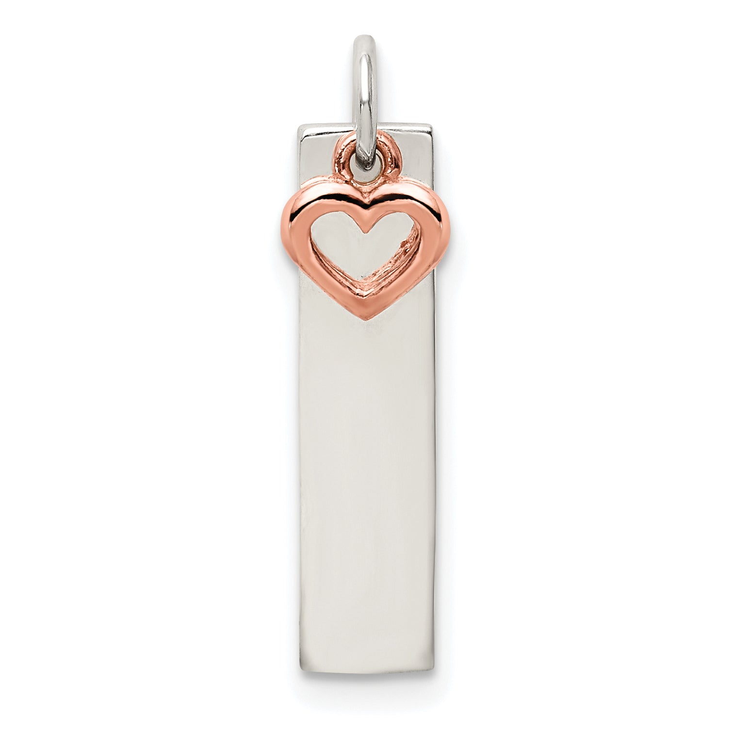 Sterling Silver & Rose-tone Bar & Heart Charm Main image