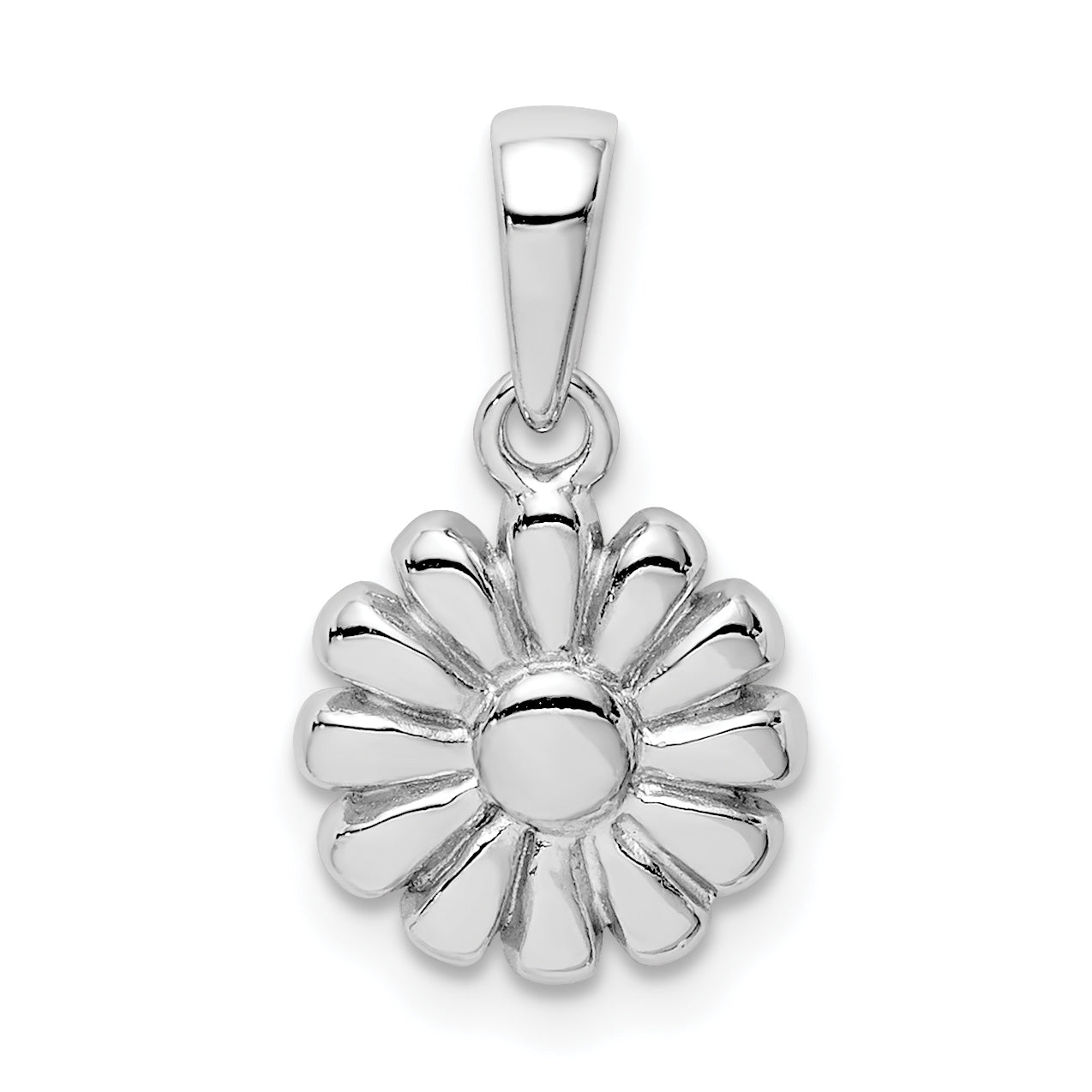 Sterling Silver Rhodium Plated Flower Pendant Main image