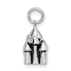 Sterling Silver Rhodium-plated Antiqued Castle Pendant