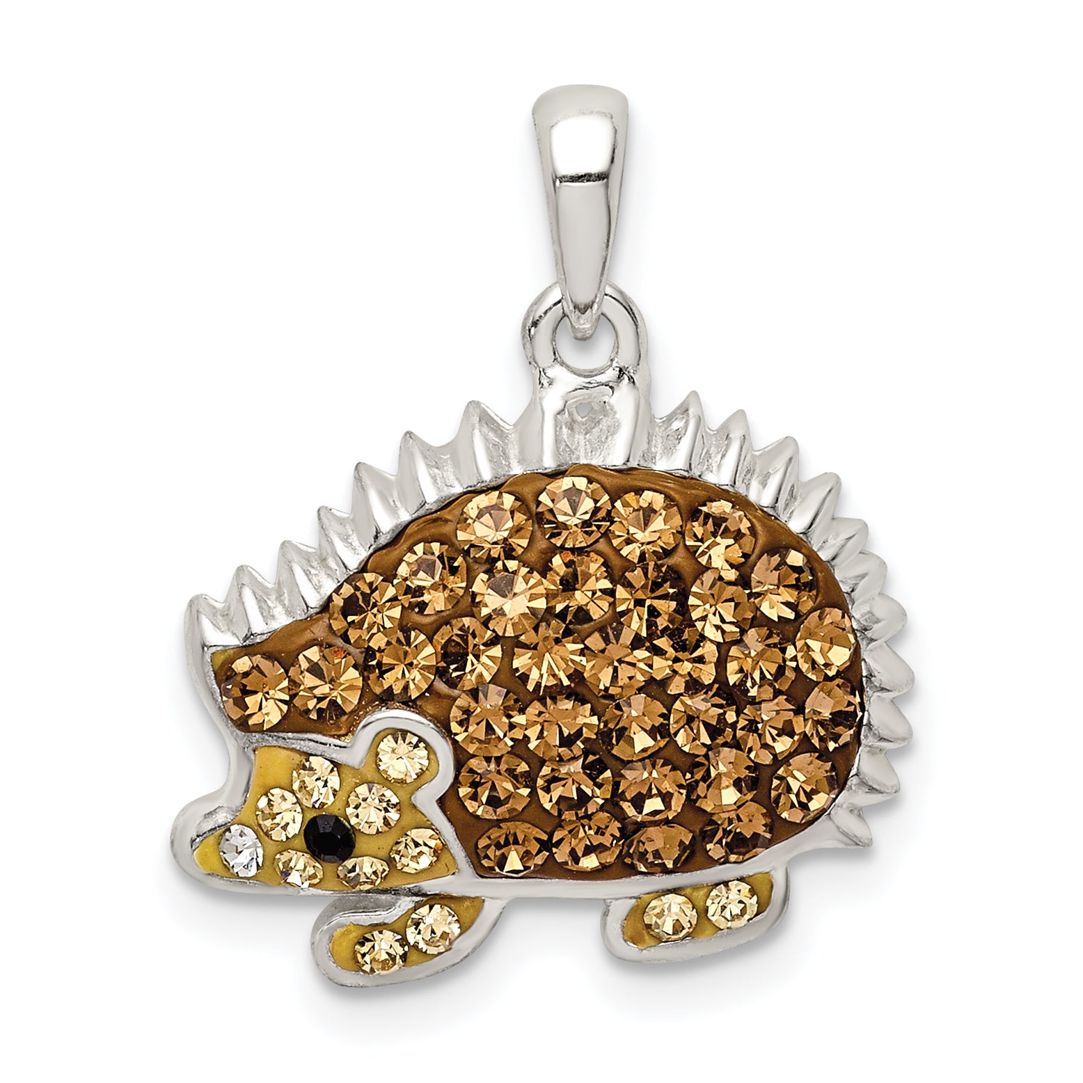 Sterling Silver Rhod-pltd Brown Preciosa Crystal Hedgehog Pendant Main image