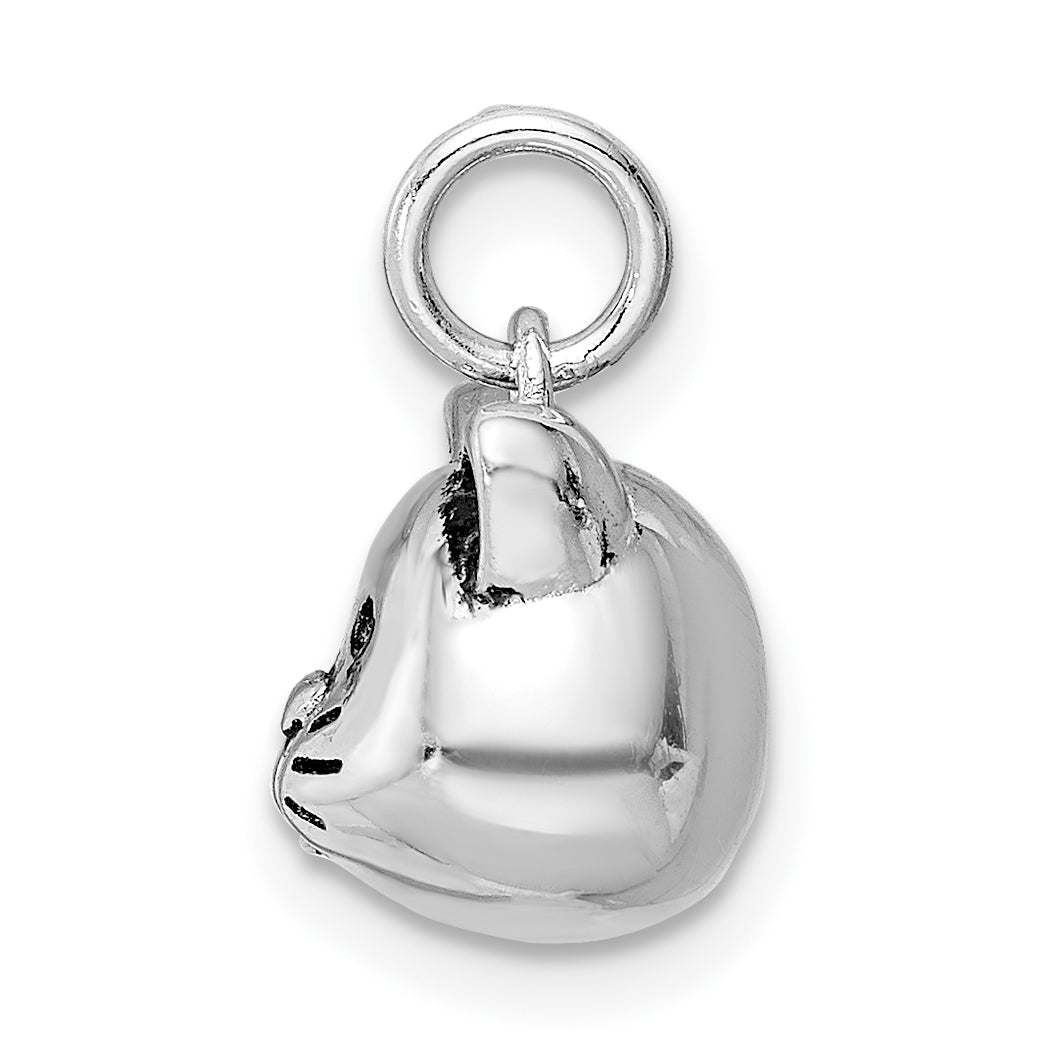 Sterling Silver Rhodium-plated Antiqued Cat Head Pendant Secondary image