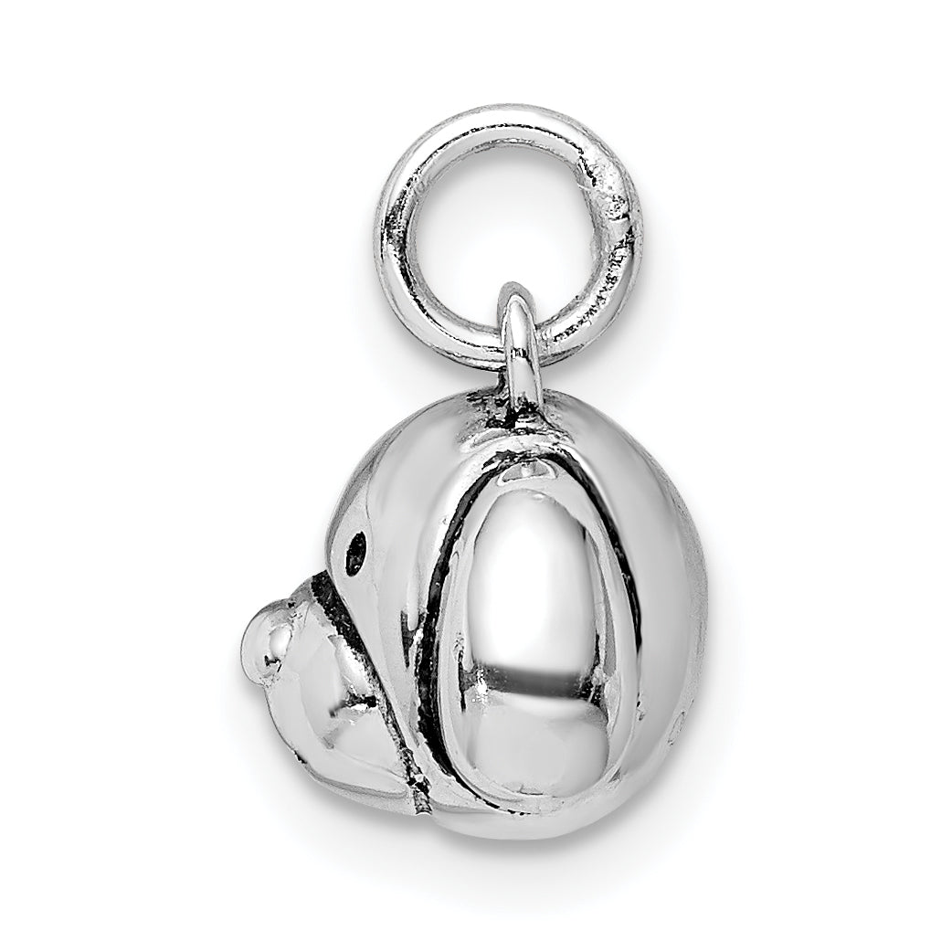 Sterling Silver Rhodium-plated Antiqued Dog Head Pendant Secondary image