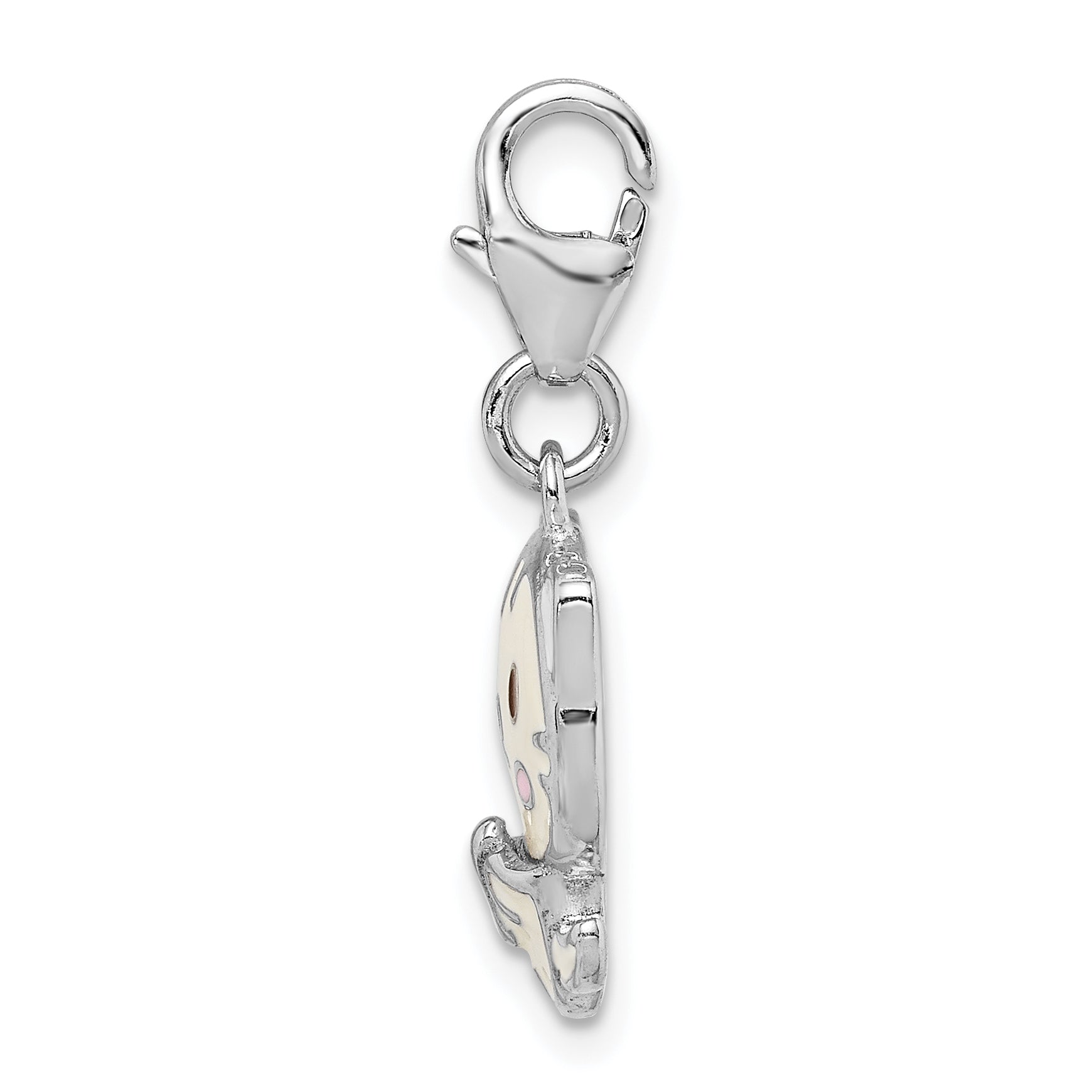 Sterling Silver Rhodium-plated Enameled Kitten w/Lobster Clasp Charm Secondary image