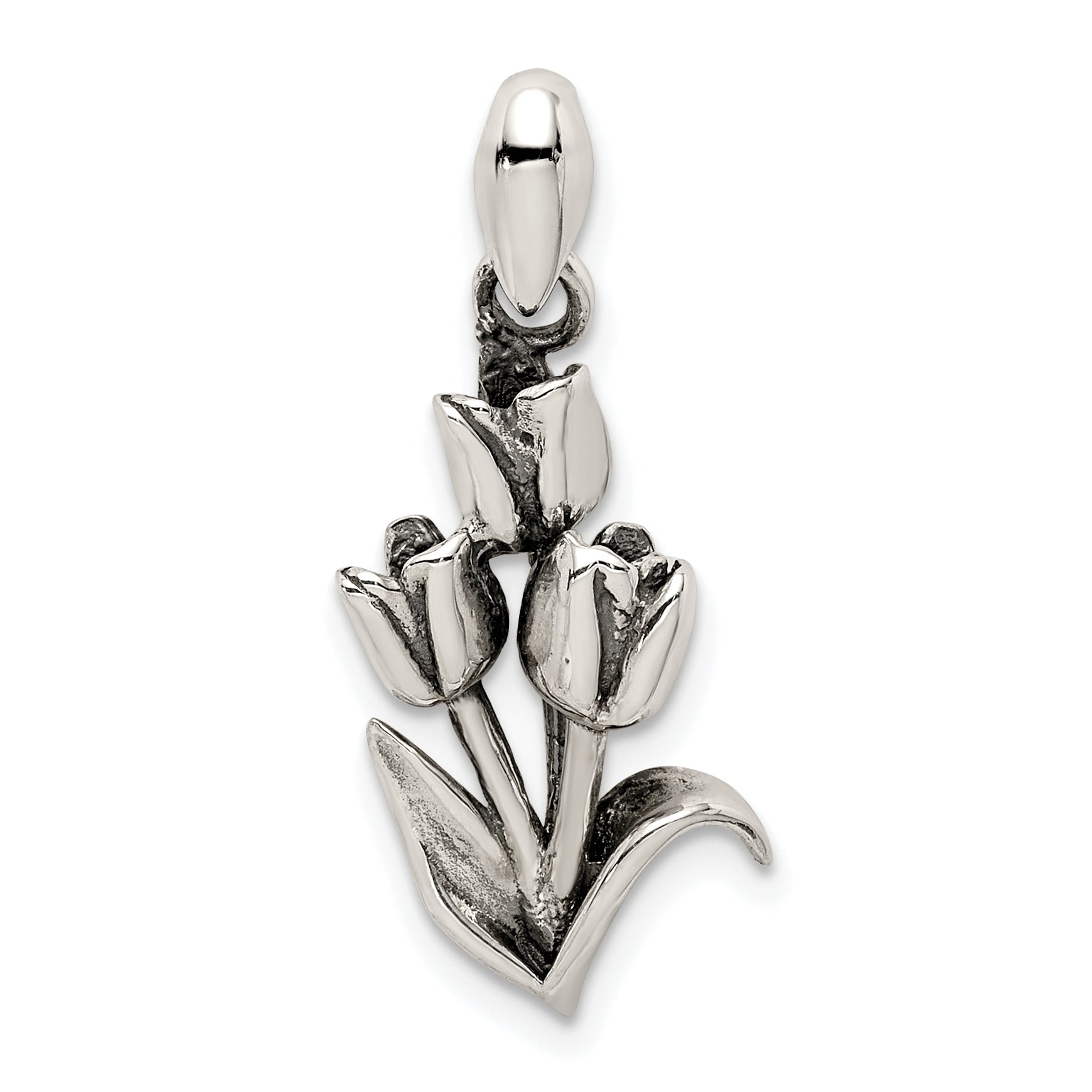 Sterling Silver Antiqued Tulip Pendant Main image