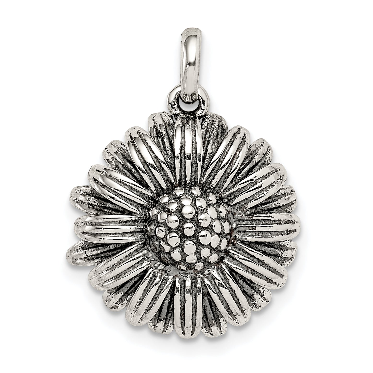 Sterling Silver Antiqued Sunflower Pendant Main image