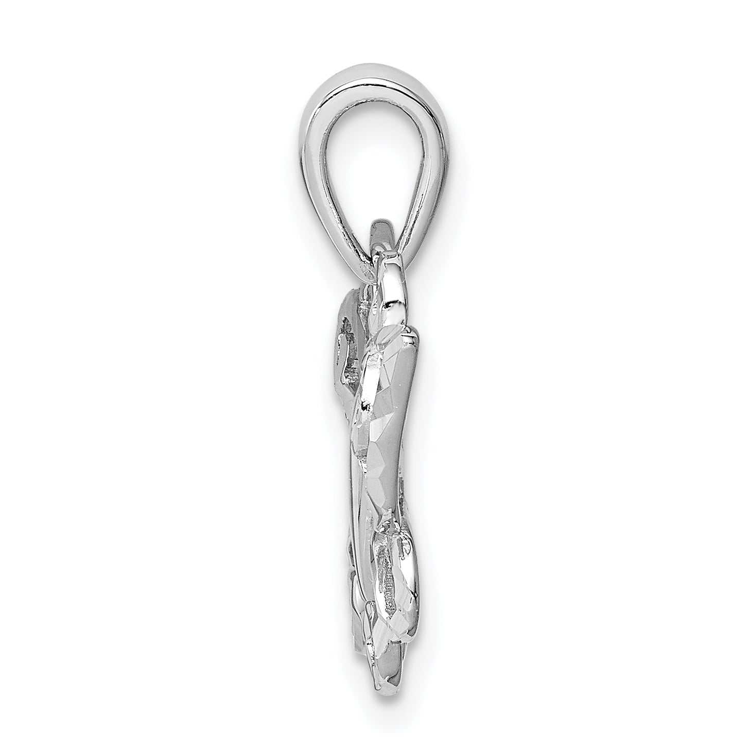 Sterling Silver Rhodium Plated Diamond-cut Butterfly Pendant Secondary image