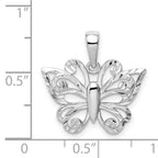 Sterling Silver Rhodium Plated Diamond-cut Butterfly Pendant