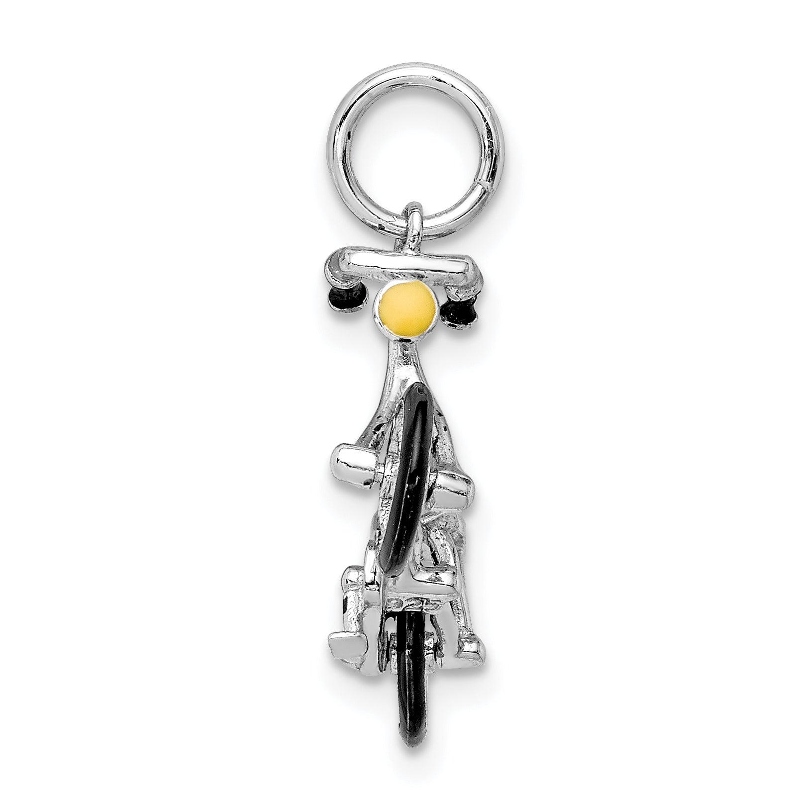 Sterling Silver Rhodium-plated Enameled Moveable Bicycle Pendant Secondary image