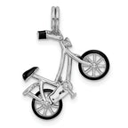 Sterling Silver Rhodium-plated Enameled Moveable Bicycle Pendant