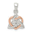 Sterling Silver Trinty Knot and Rose Tone Heart Pendant