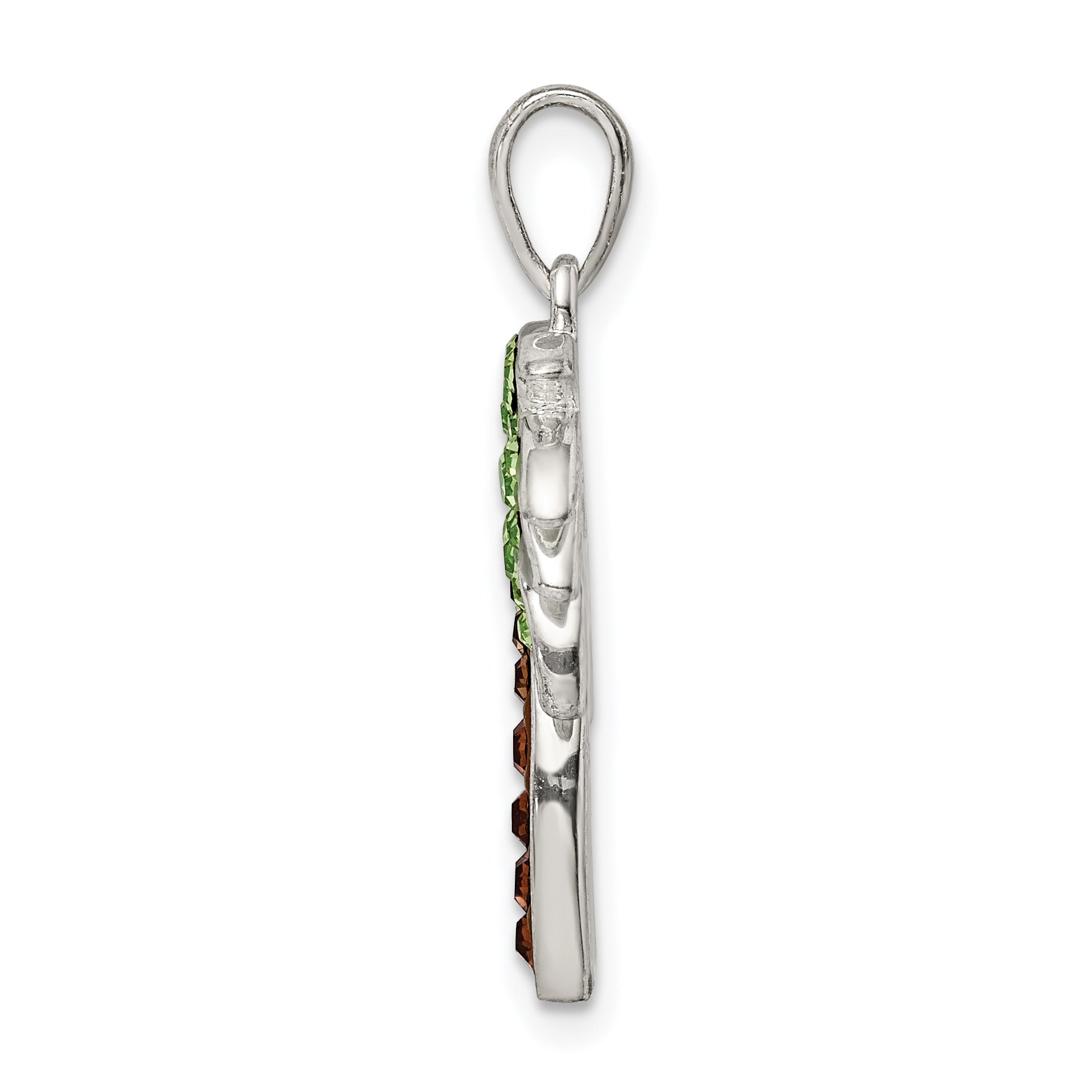 Sterling Silver Rhodium-plated Polished Preciosa Crystal Palm Tree Pendant Secondary image