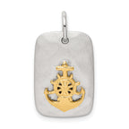 Sterling Silver Gold-Tone Anchor Brushed Pendant