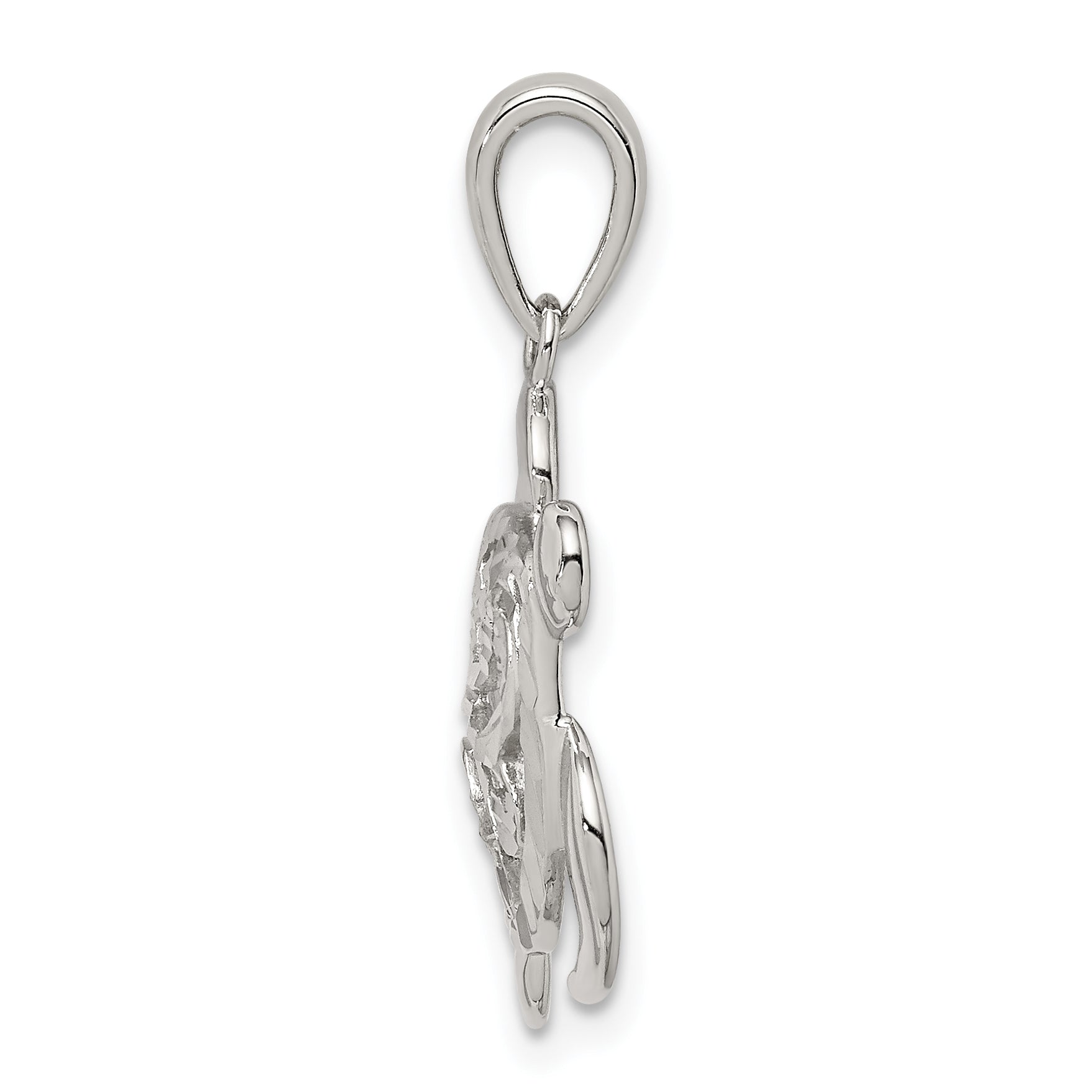 Sterling Silver Diamond-cut Turtle Pendant Secondary image
