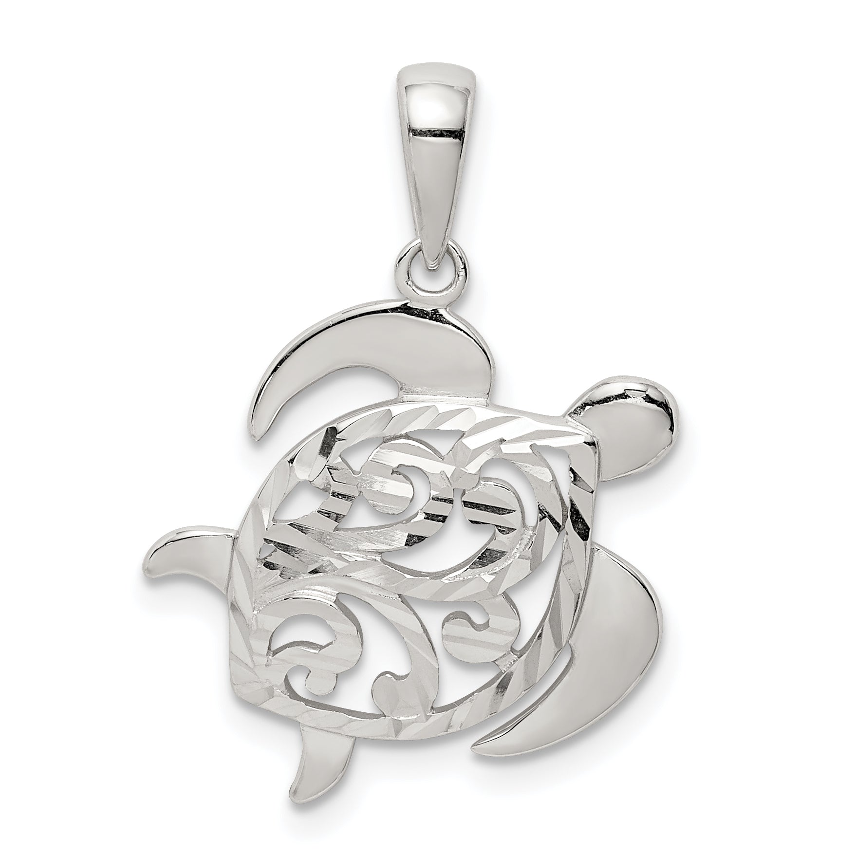 Sterling Silver Diamond-cut Turtle Pendant Main image