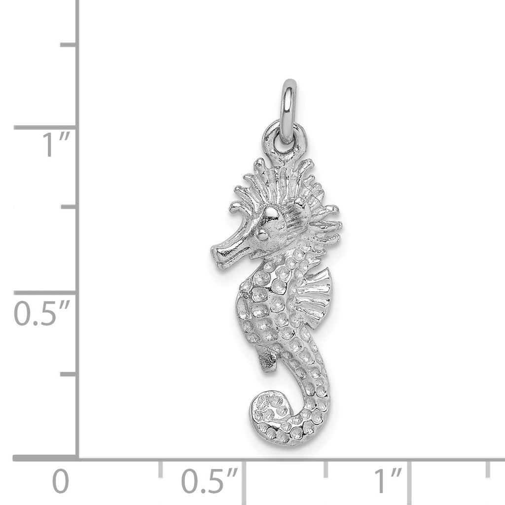 Sterling Silver Rhodium-plated Seahorse Charm