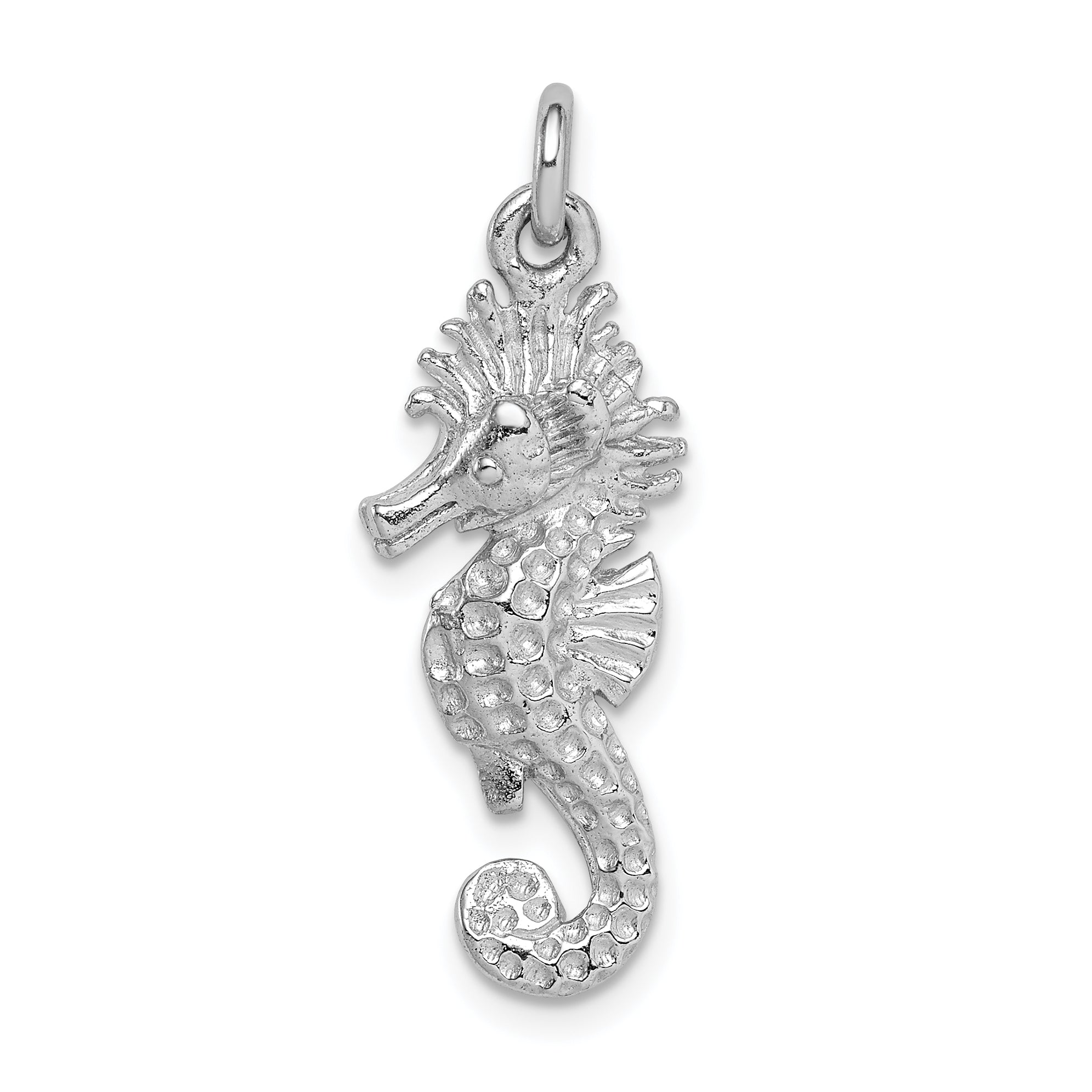 Sterling Silver Rhodium-plated Seahorse Charm Main image