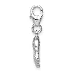 Sterling Silver Rhodium-plated CZ Jellyfish w/Lobster Clasp Charm