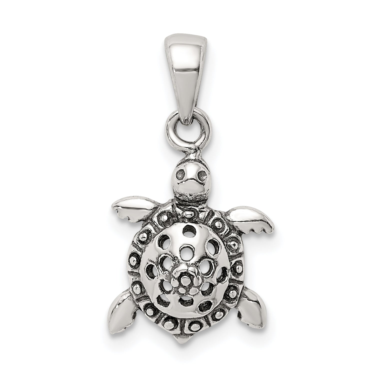 Sterling Silver Antiqued Turtle Pendant Main image