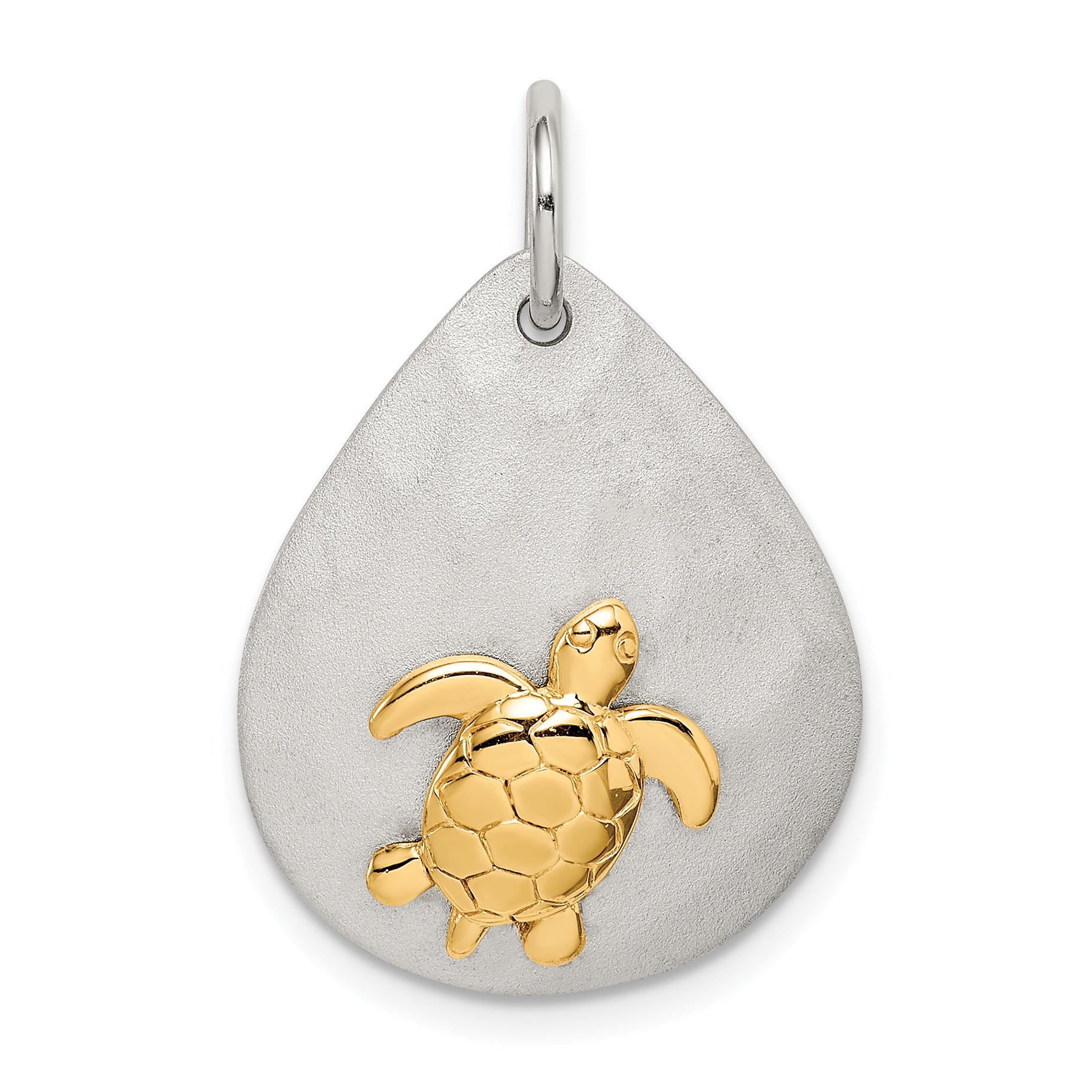 Sterling Silver Gold-Tone Turtle Brushed Pendant Main image