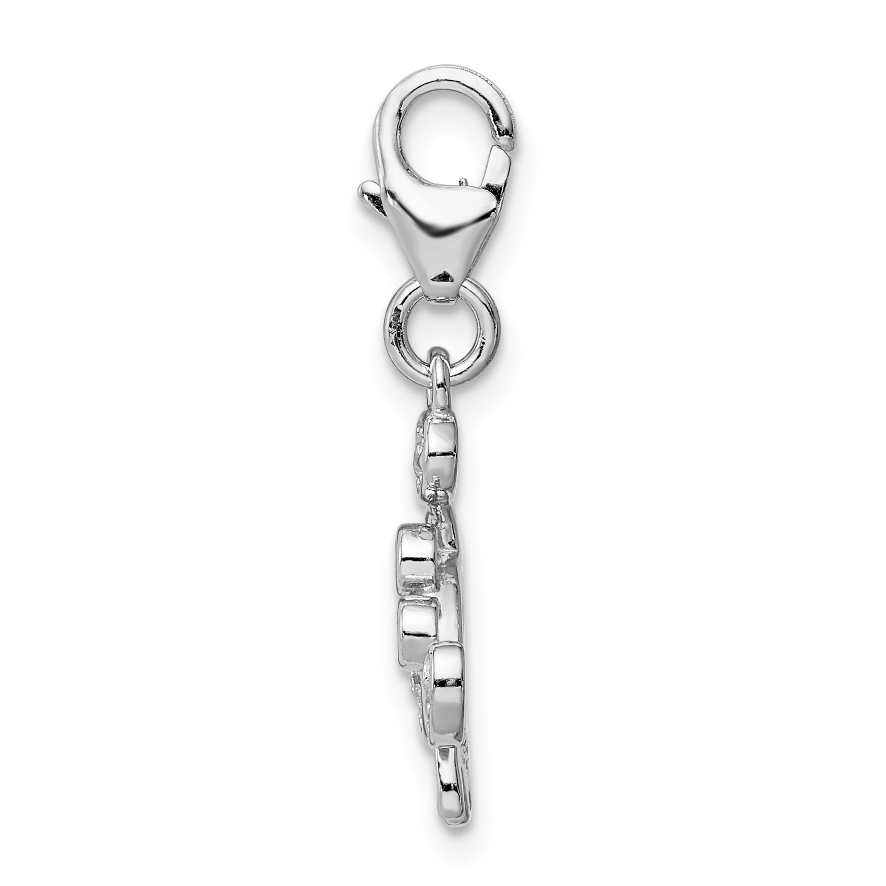 Sterling Silver Rhodium-plated CZ Crab w/Lobster Clasp Charm Secondary image