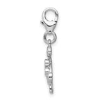 Sterling Silver Rhodium-plated CZ Crab w/Lobster Clasp Charm
