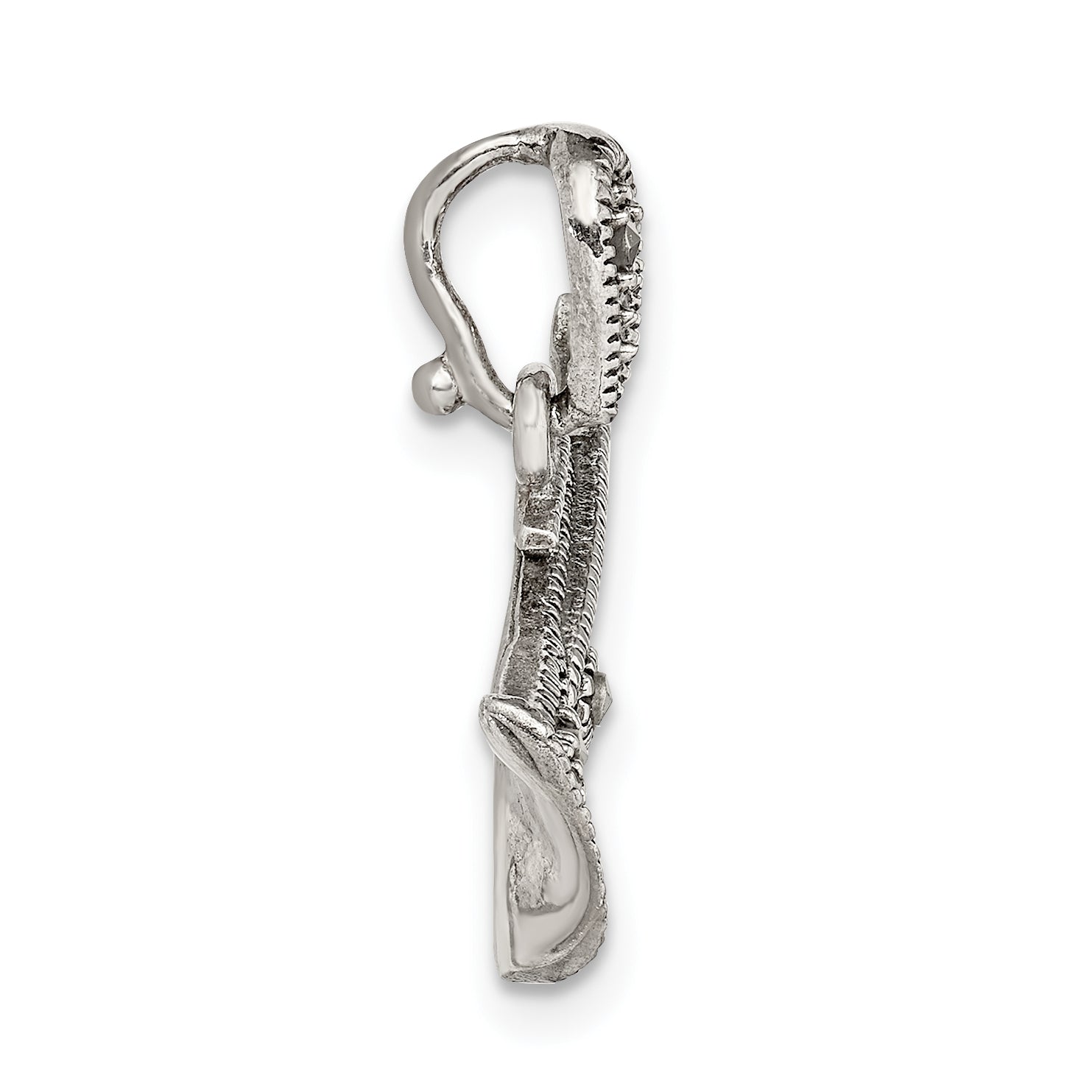 Sterling Silver Antiqued Marcasite Trumpet Pendant Secondary image