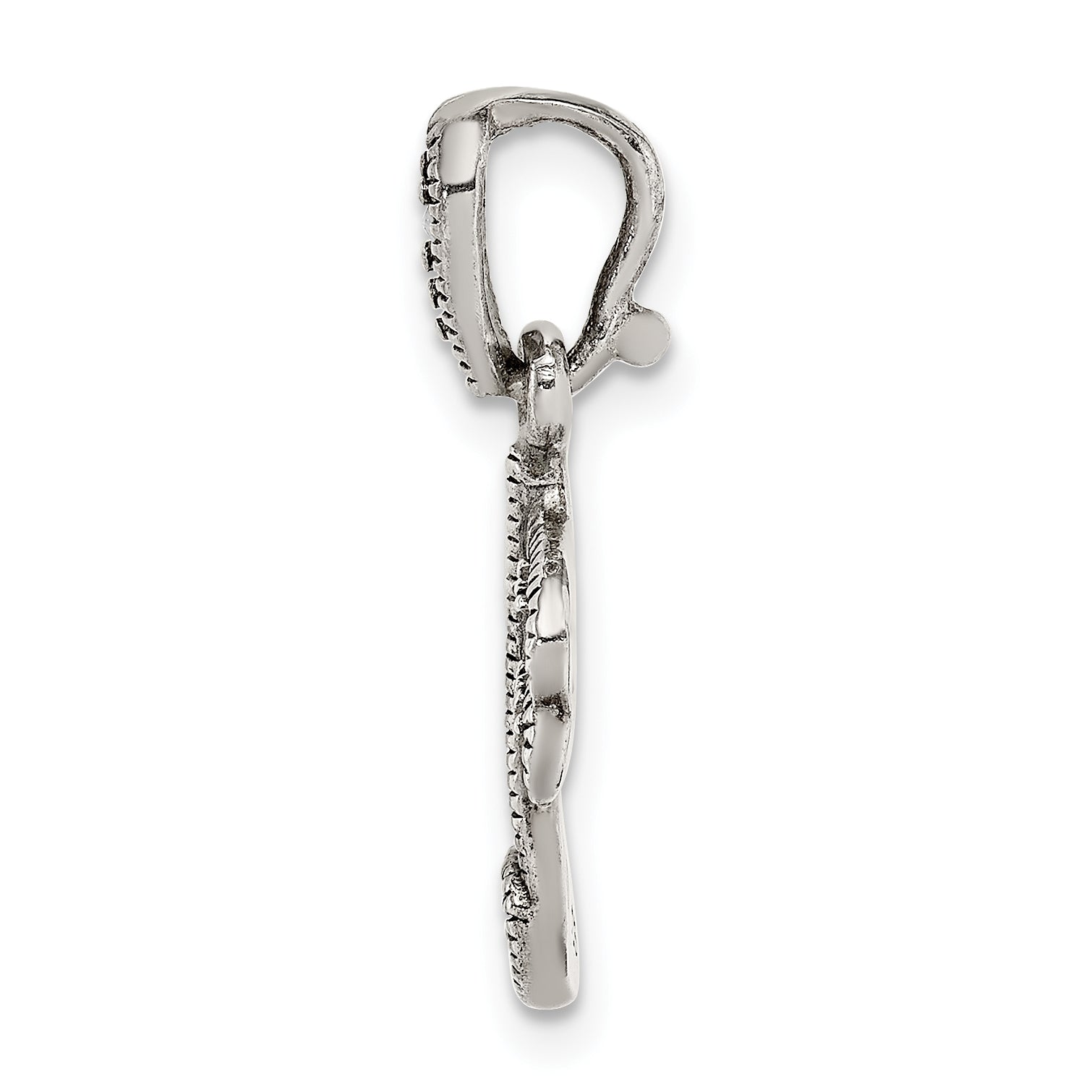 Sterling Silver Antiqued Marcasite Music Note Pendant Secondary image