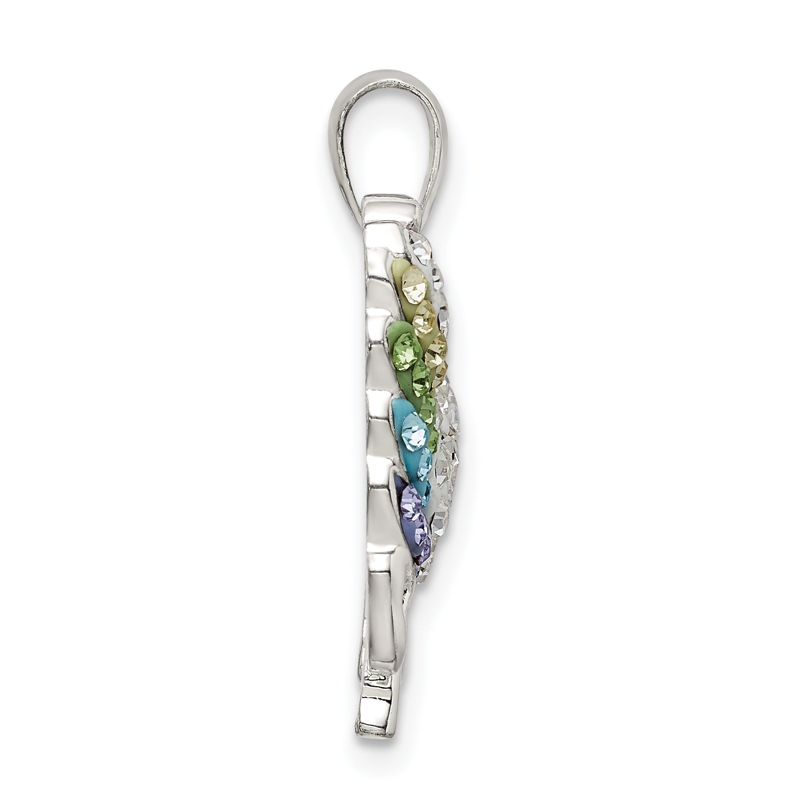 Sterling Silver Rhod-pltd Multi-color Preciosa Crystal Unicorn Pendant Secondary image