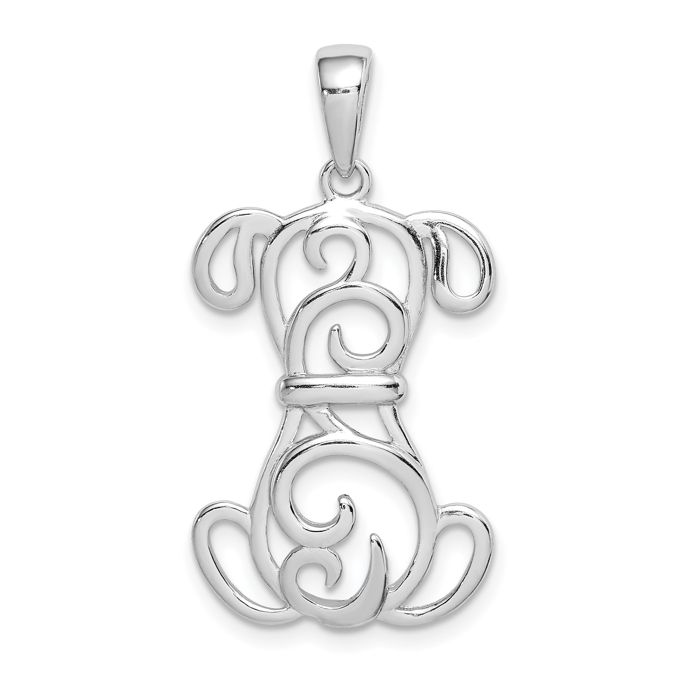 Sterling Silver Rhodium Plated Dog Pendant Main image