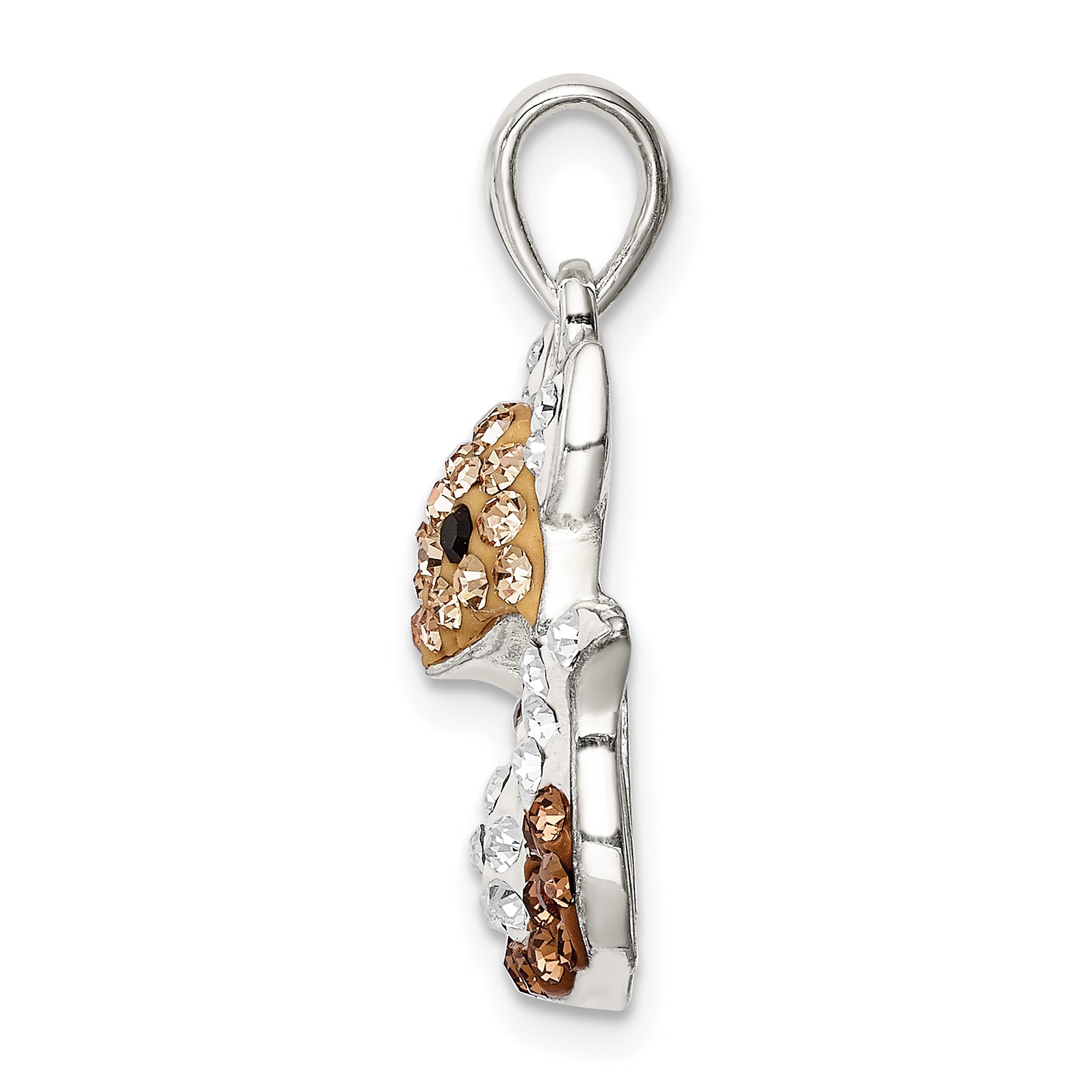 Sterling Silver Rhodium-plated Tan Preciosa Crystal Fox Pendant Secondary image