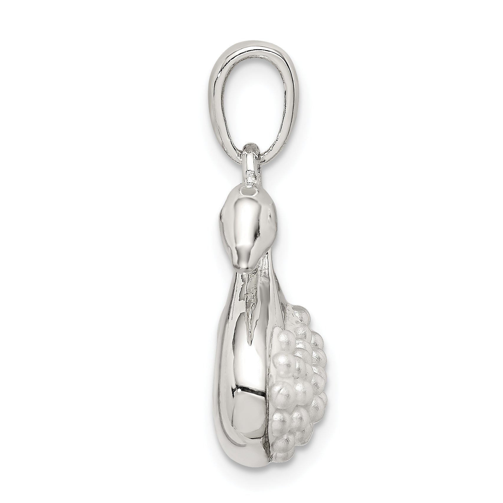 Sterling Silver Rhodium-plated Imitation Pearl Swan Pendant Secondary image