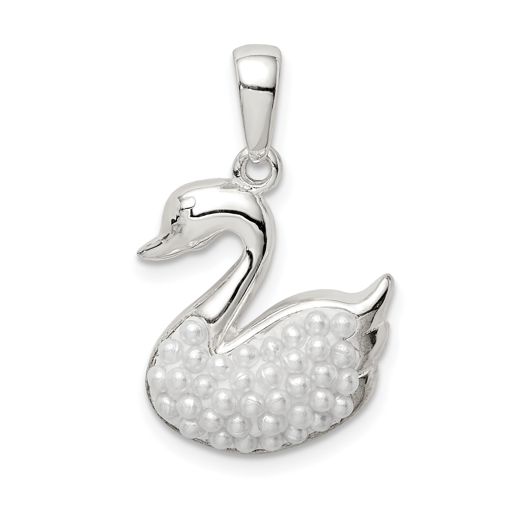 Sterling Silver Rhodium-plated Imitation Pearl Swan Pendant Main image