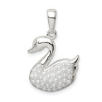 Sterling Silver Rhodium-plated Imitation Pearl Swan Pendant