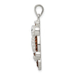 Sterling Silver Rhod-pltd Imitation Pearl/Preciosa Crystal Owl Pendant