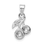 Sterling Silver RH-plated Red & Green Enameled Cherry Children's Pendant